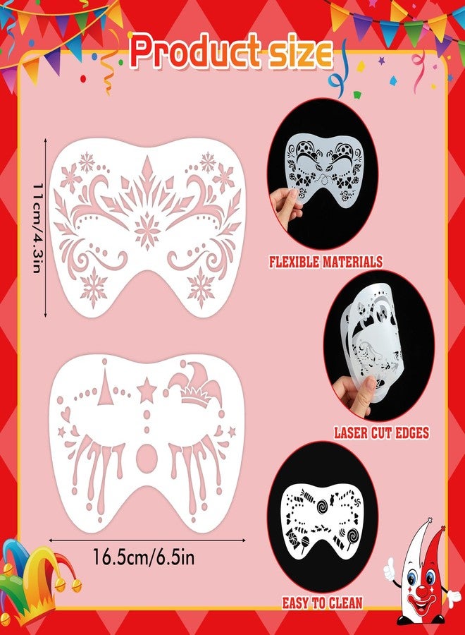 هواف مجموعة HOWAF من 20 قطعة من قوالب طلاء الوجه للأطفال، قوالب طلاء الوجه على شكل مهرج وخفاش وفراشة، قوالب طلاء الجسم، قوالب طلاء على شكل عنكبوت وحورية بحر لحفلات الأزياء التنكرية، مناسبة لتزيين حفلات ماردي غرا وسان باتريك. - Image 2